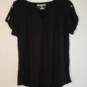 Daisy Fuentes Short Sleeve Black Shirt, Size Small